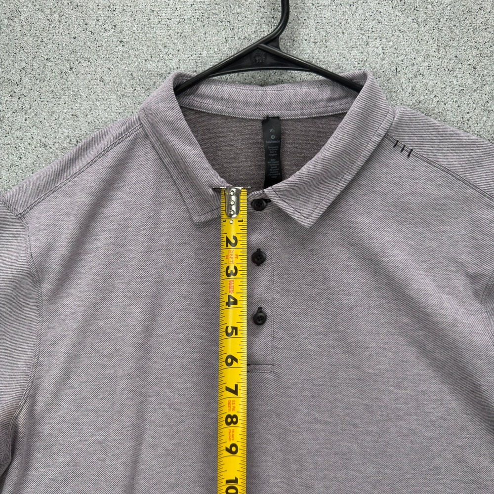 Lululemon Mens XL Heathered Purple Gray Short Sleeve Polo Shirt Stretch Athletic - Picture 8 of 11